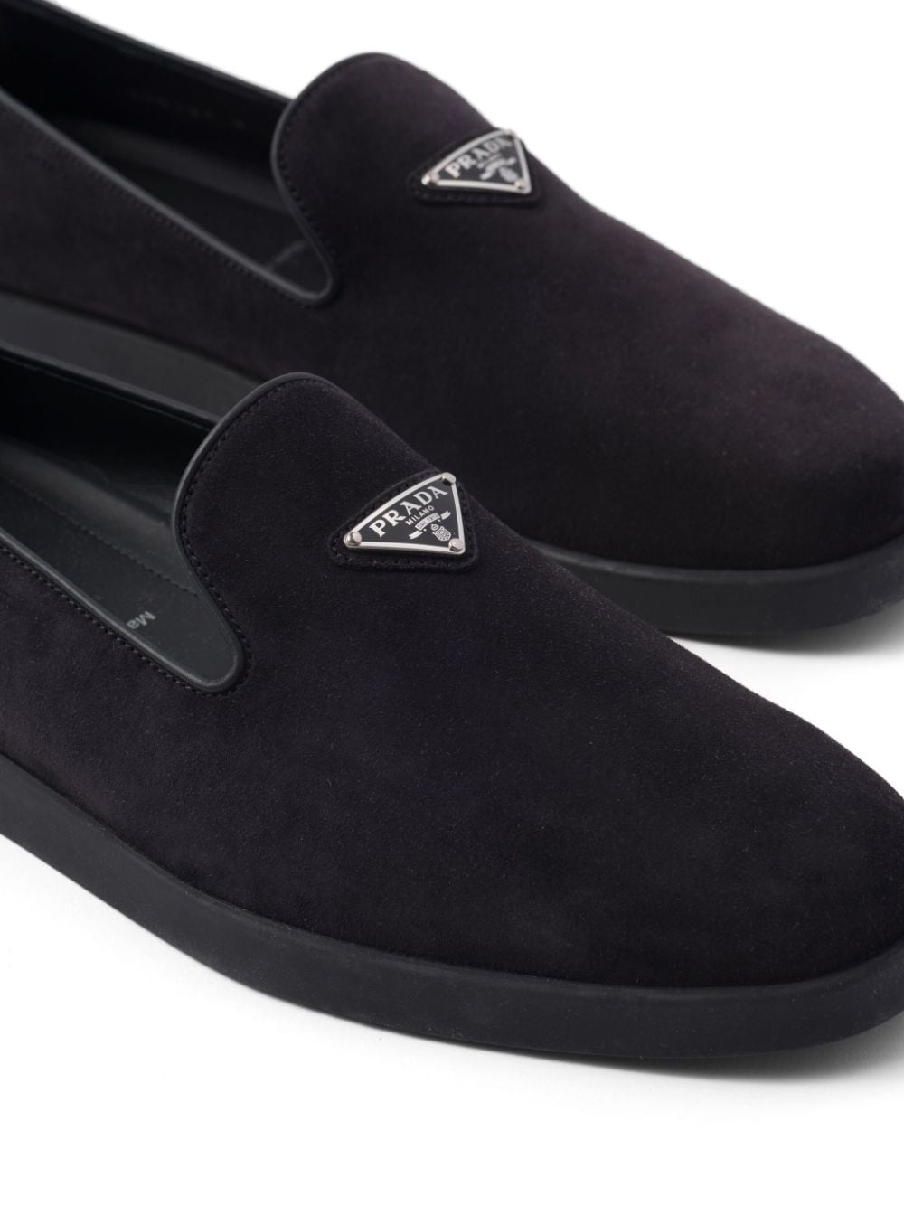 logo-plaque suede loafers - 5