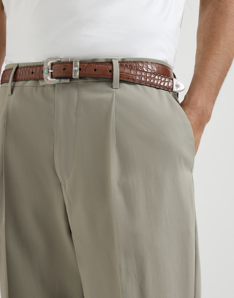 Cotton crêpe batavia trousers with pleat 4