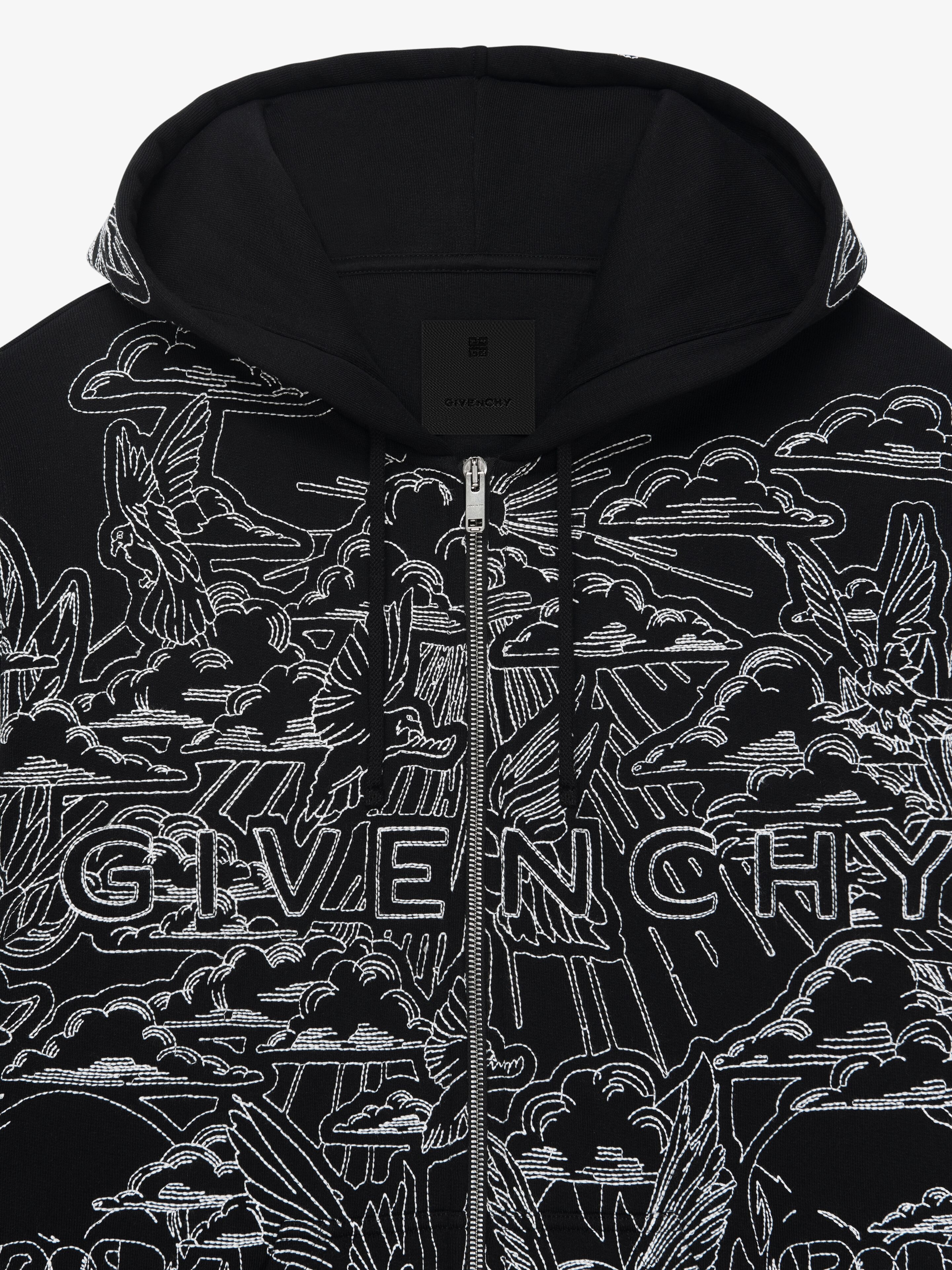 パーカー・フーディ GIVENCHY SS25 'Oggetti di Hubert' hoodie (BMJ0LA3YPL 100) GIVENCHY Logo-Embroidered Cotton-Jersey Zip-Up Hoodie for
