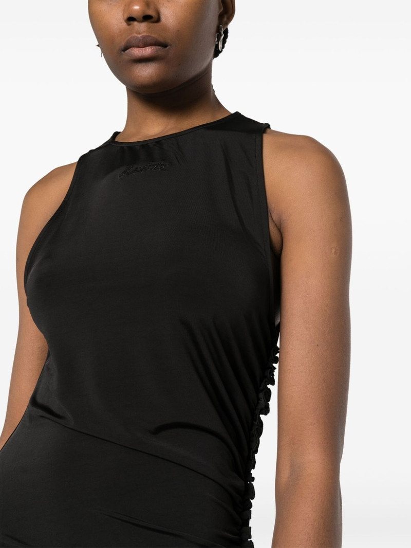 gathered asymmetric midi dress 5