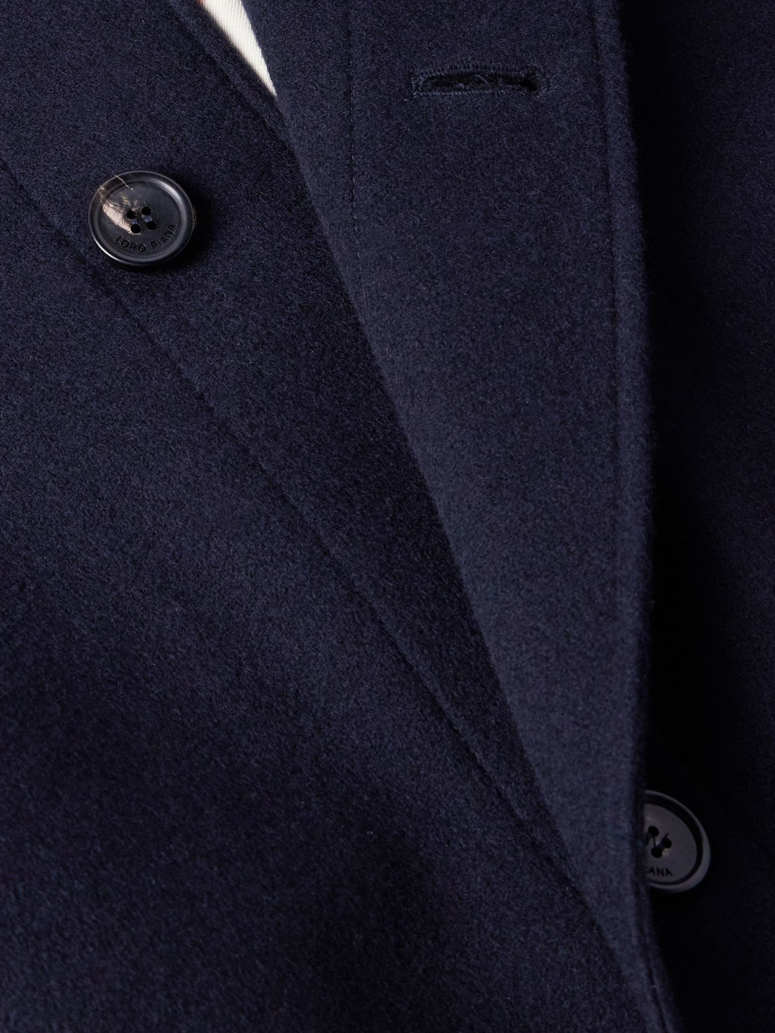 Daito Shawl-Collar Double-Faced Cashmere Coat Navy - 4