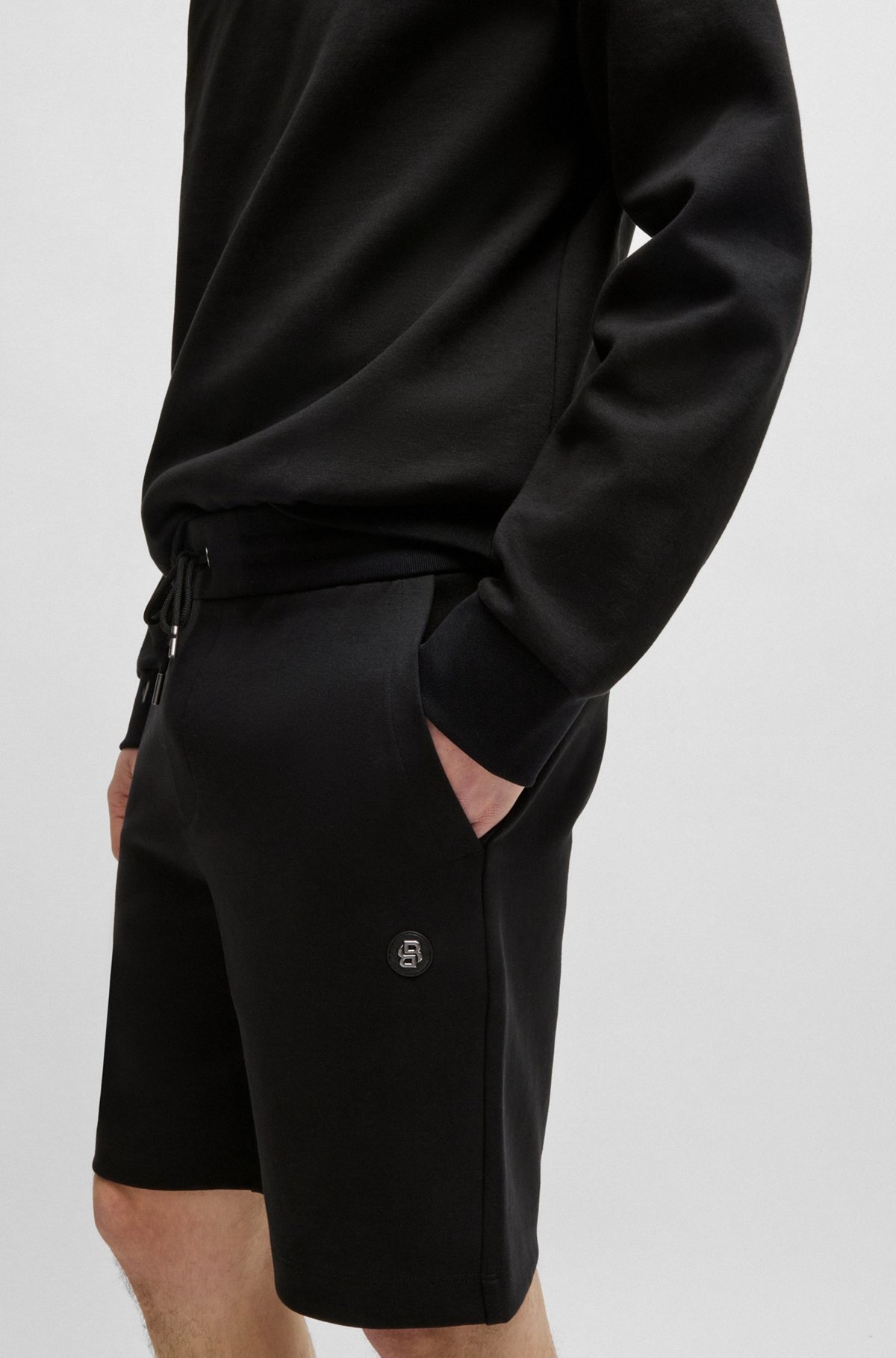 SHORTS WITH METALLIC DOUBLE B MONOGRAM - 3