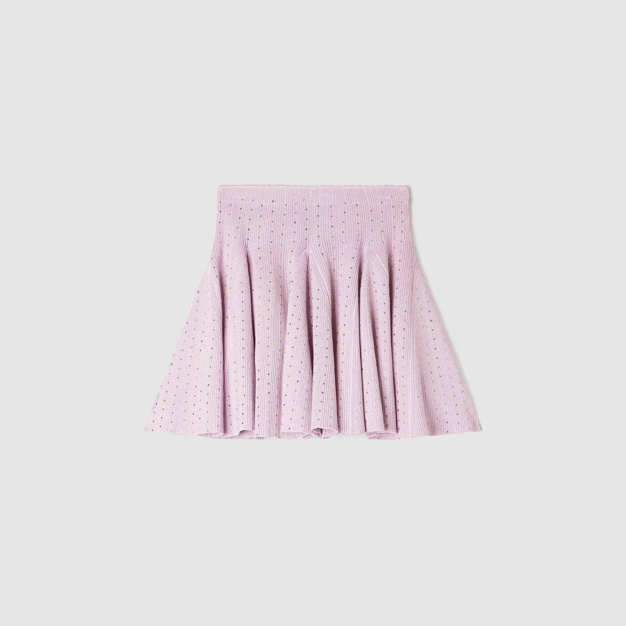 MINI RHINESTONE KNIT SKIRT - 1