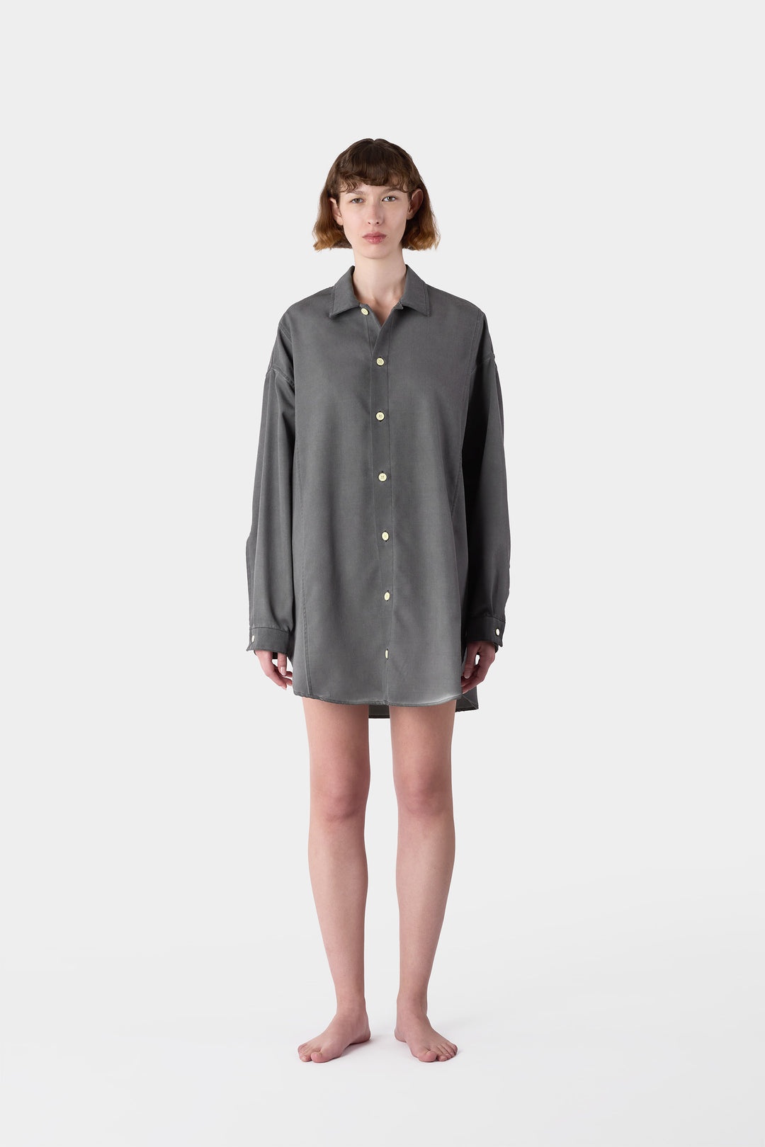 MEGA OVER SHIRT W CUTS / grey - 5