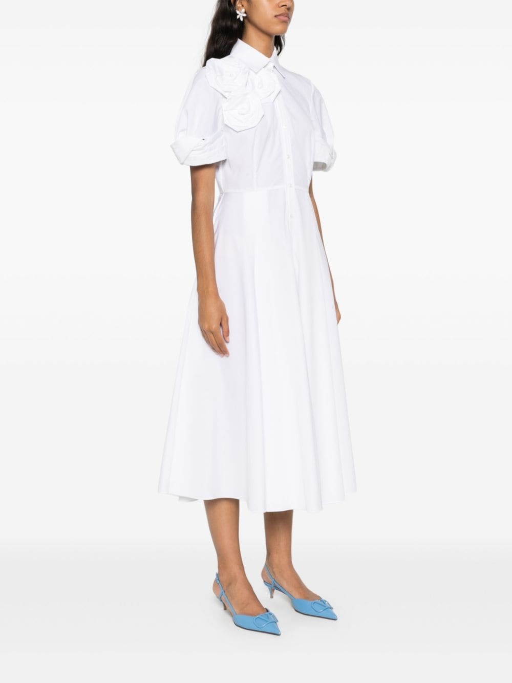 rose-appliquÃ© midi shirt dress - 3