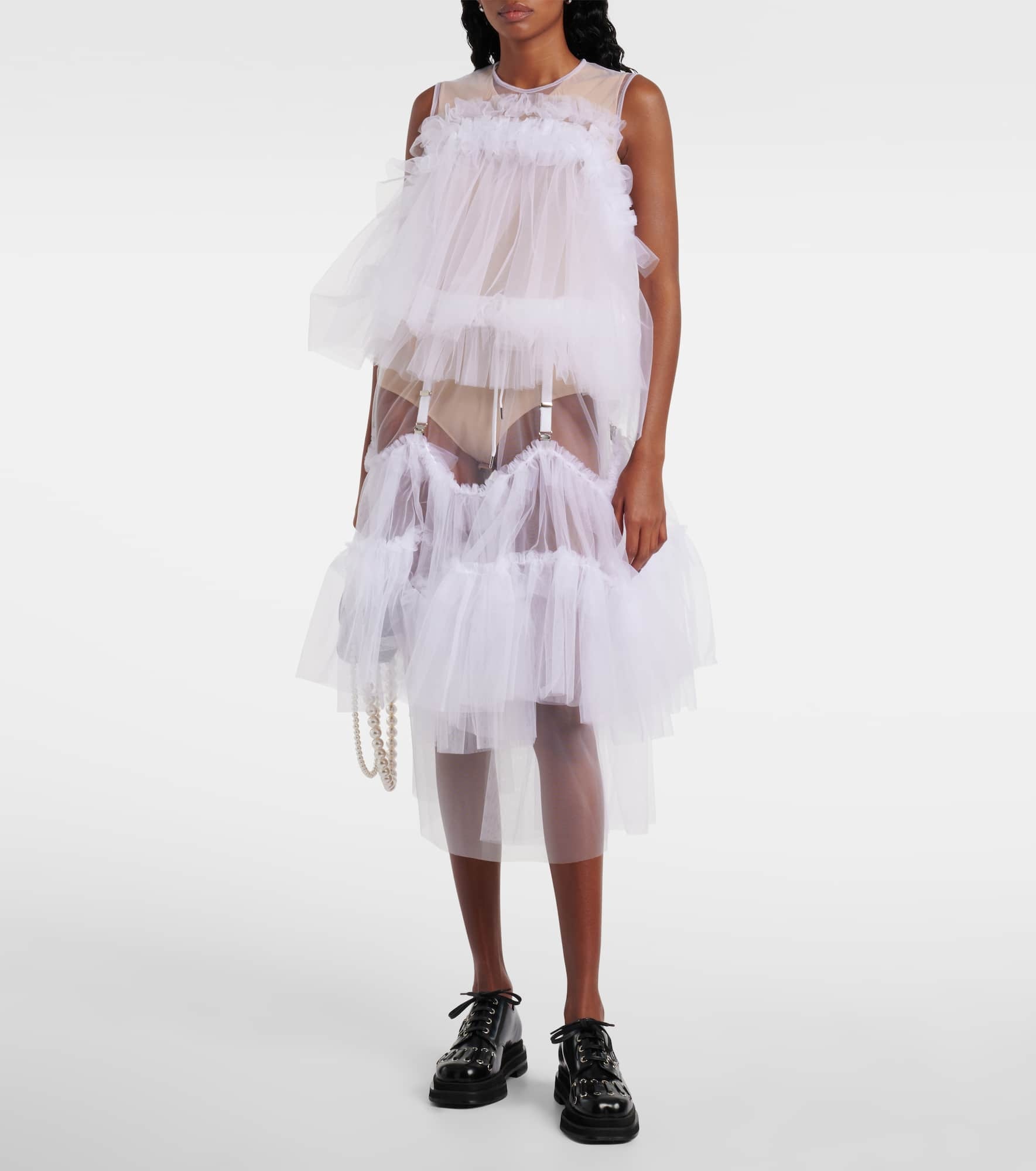 Sheer tulle midi skirt - 2