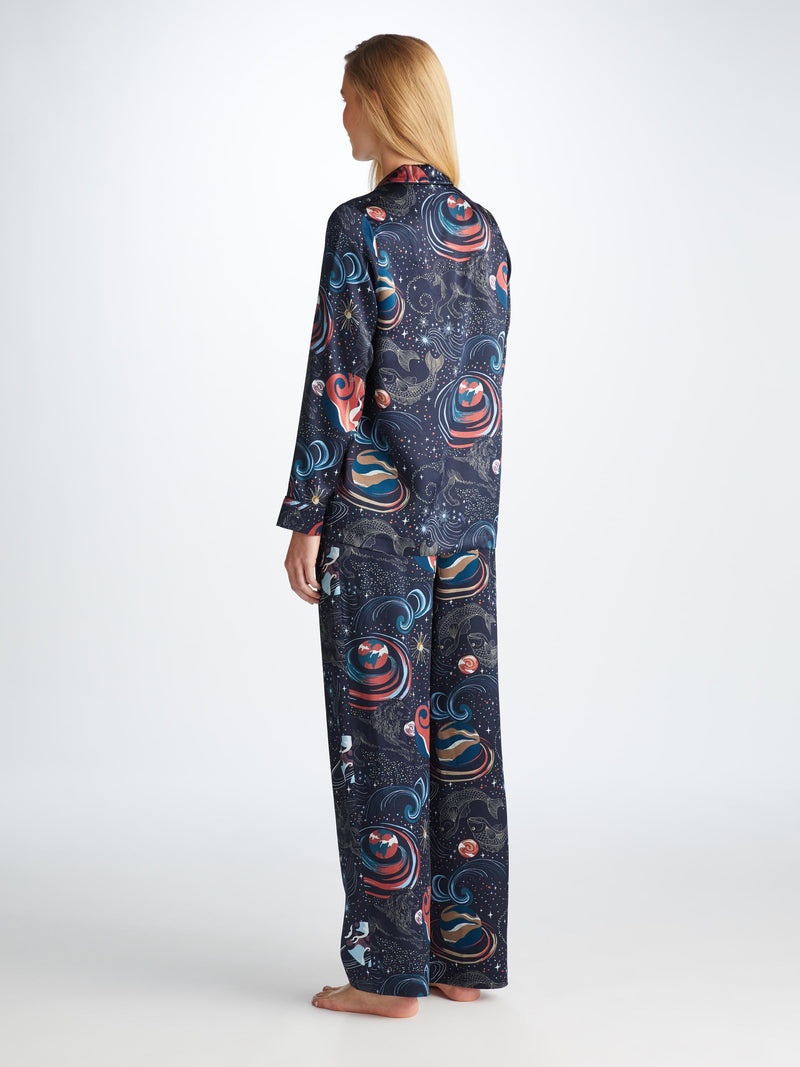 Women's Pajamas Brindisi 105 Silk Satin Navy - 4