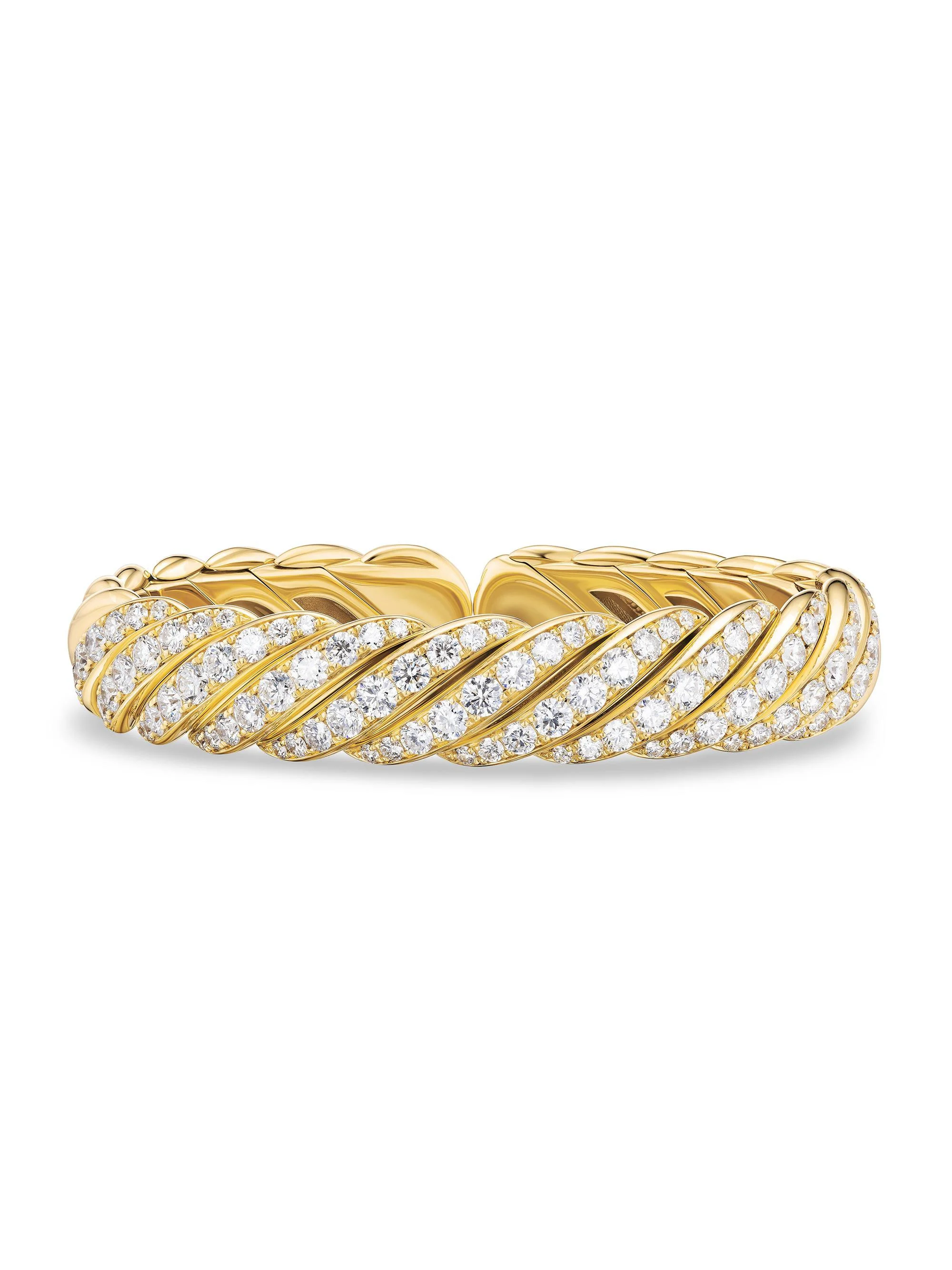 Women's Sculpted Cable Flex Bracelet in 18K Yellow Gold - Diamond - 1