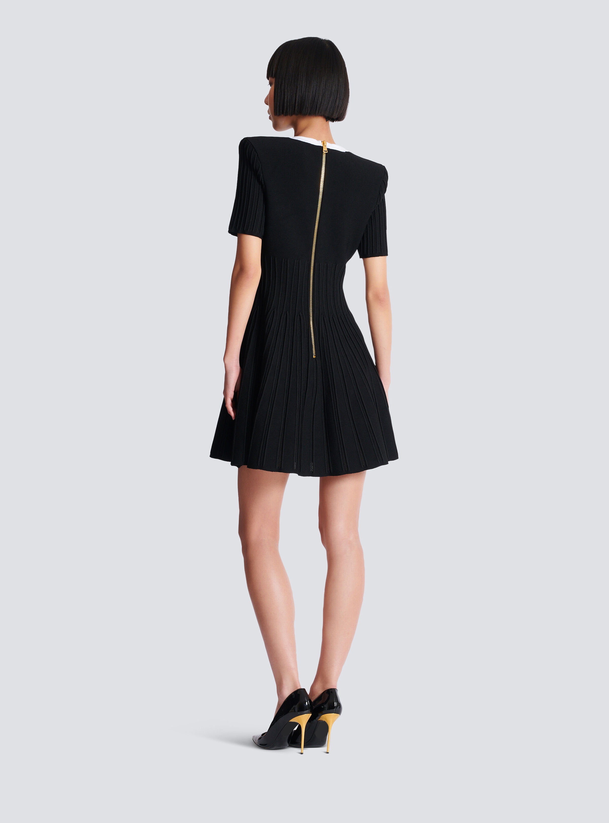 Two-tone A-line knit dress - 4