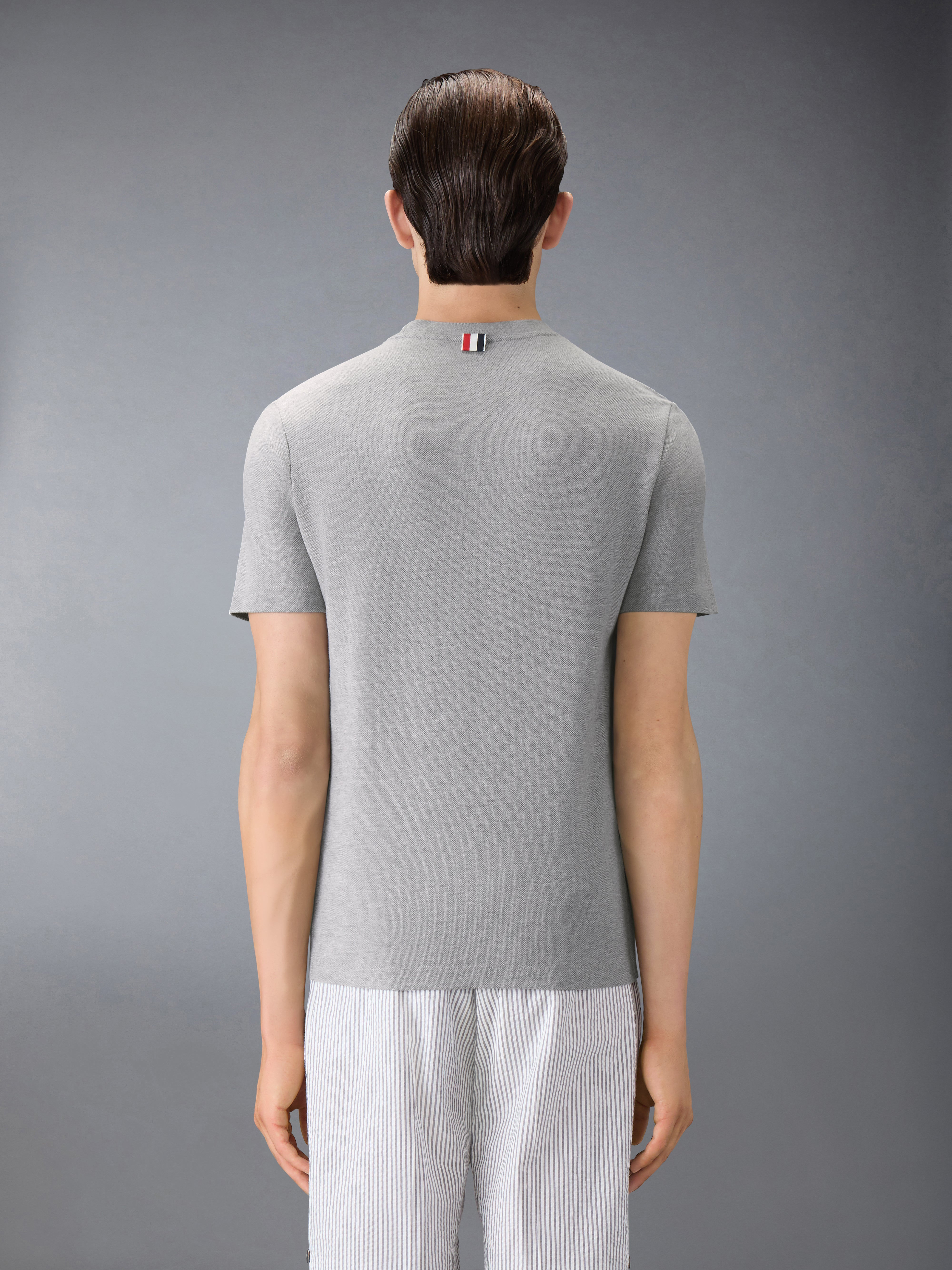 Light Grey Classic Pique Rib Side Insert 4-Bar T-shirt - 3