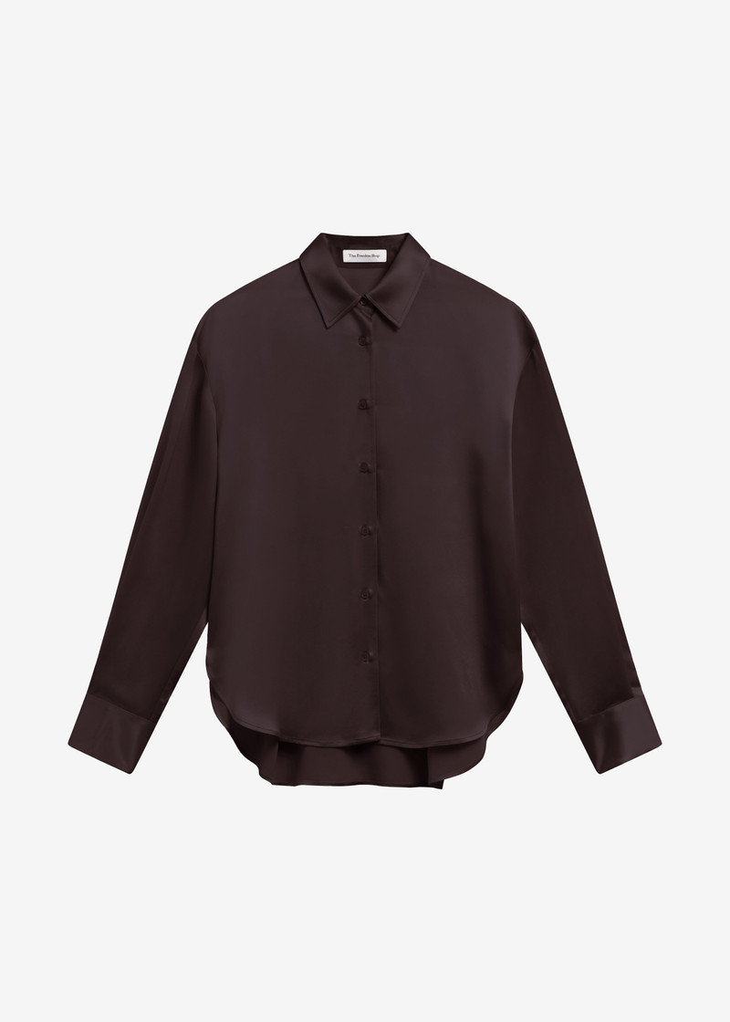 Peri Satin Shirt - Brown 1