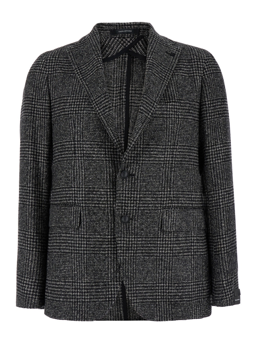 TAGLIATORE - Tagliatore Men 'Montecarlo' Grey Single-Breasted Jacket With Stripe Motif In Wool Blend Man - 1