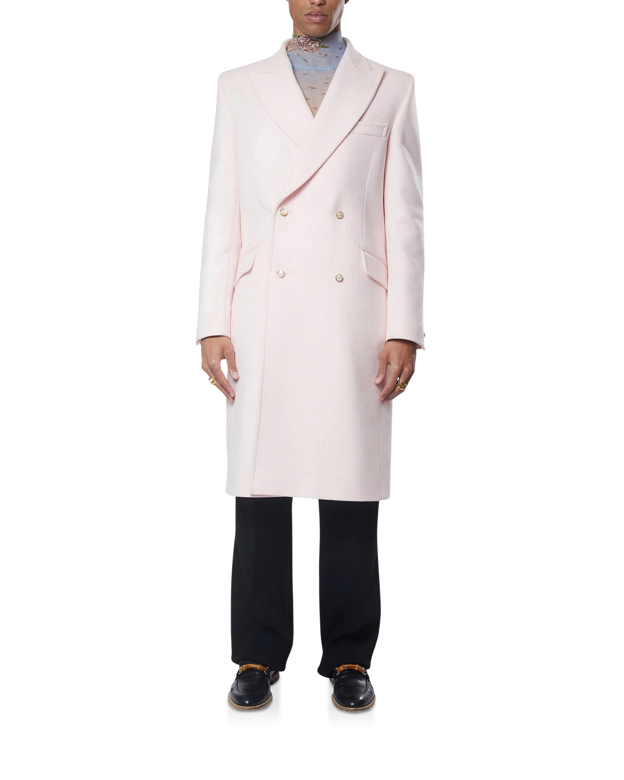 Pink Nativa Wool Double Breasted Overcoat - 2