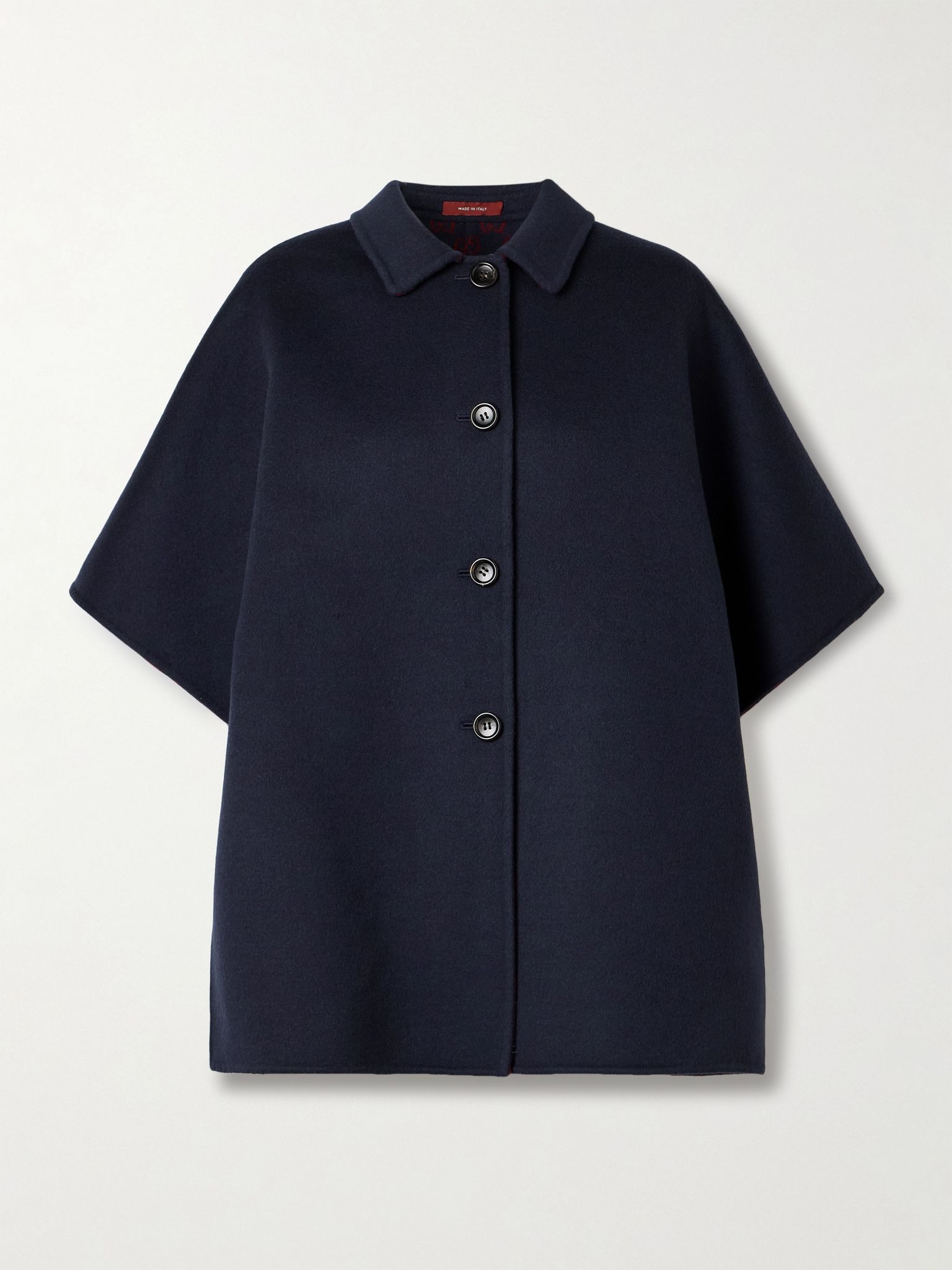 Reversible printed wool and silk-blend felt jacket Blue - 1