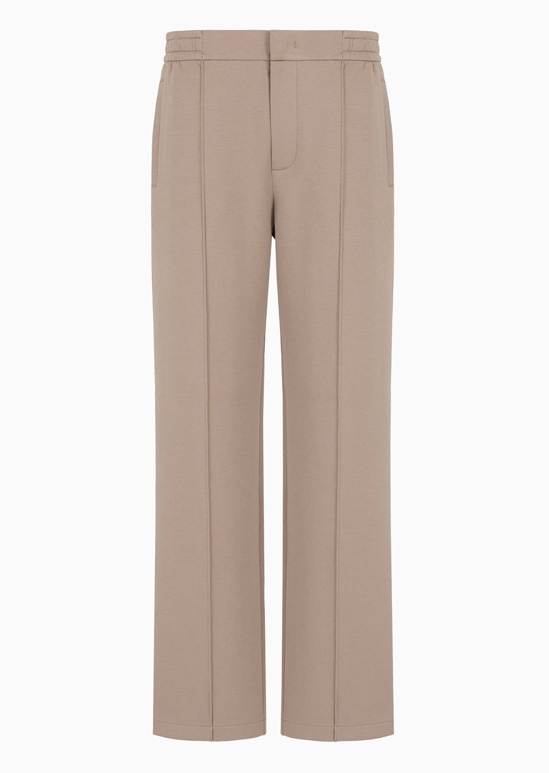 Double-jersey trousers with crease and stretch ankle cuffs 1
