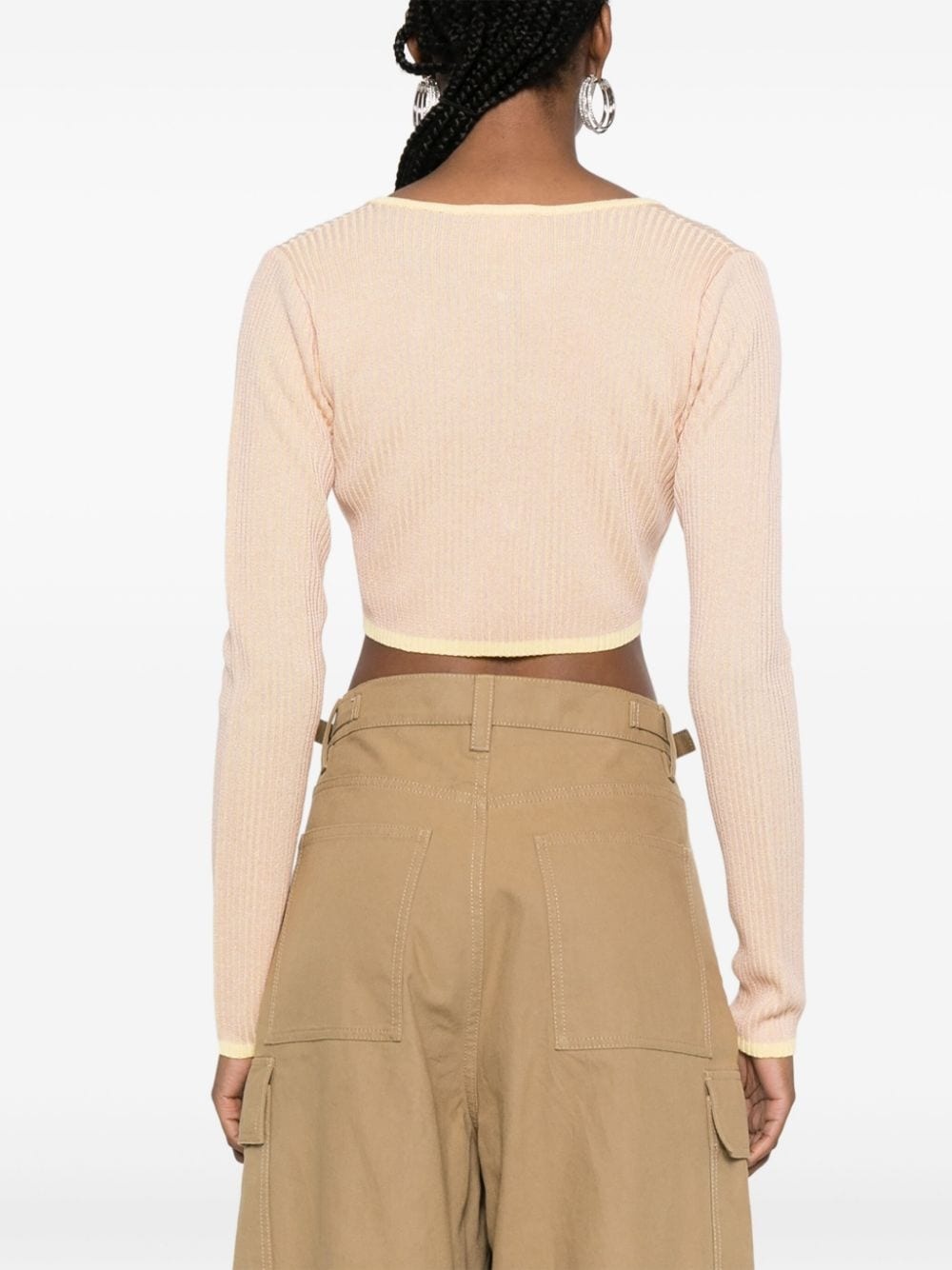 Comma ribbed cropped cardigan - 4