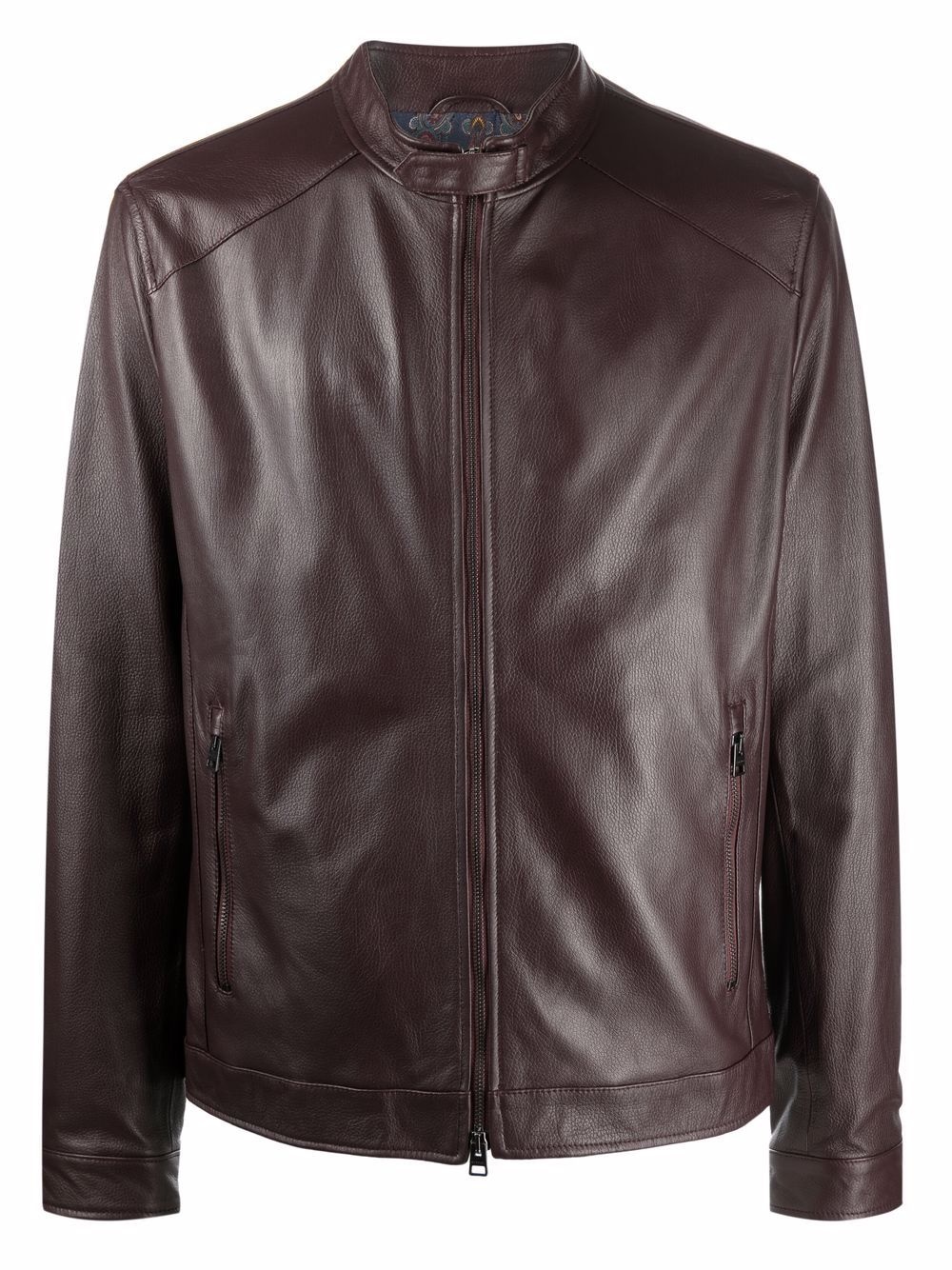 zip-up leather bomber jacket - 1