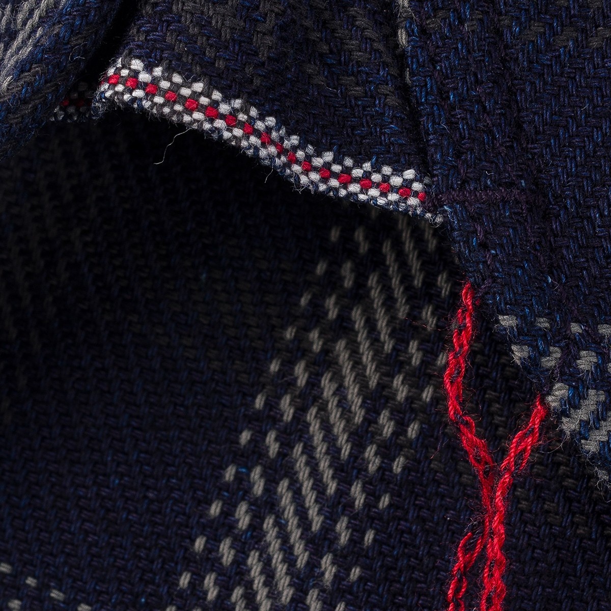 IHSH-412-BLK 9oz Selvedge Indigo Check Flannel Work Shirt - Black - 14