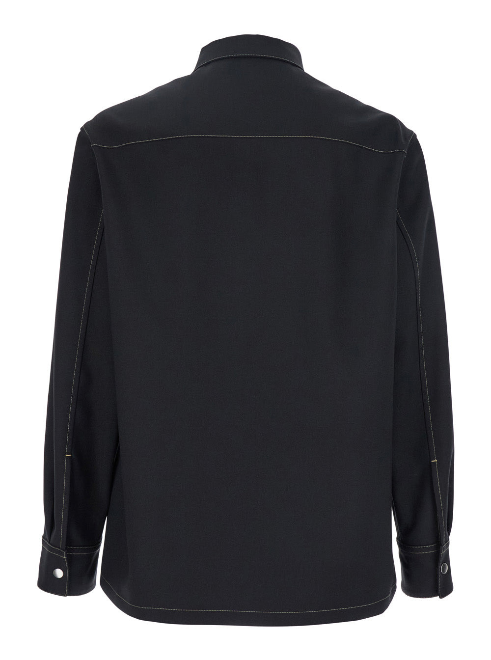 Jil Sander Men Black Zip-Up Shirt With Contrasting Stitching In Tech Fabric Man - 2