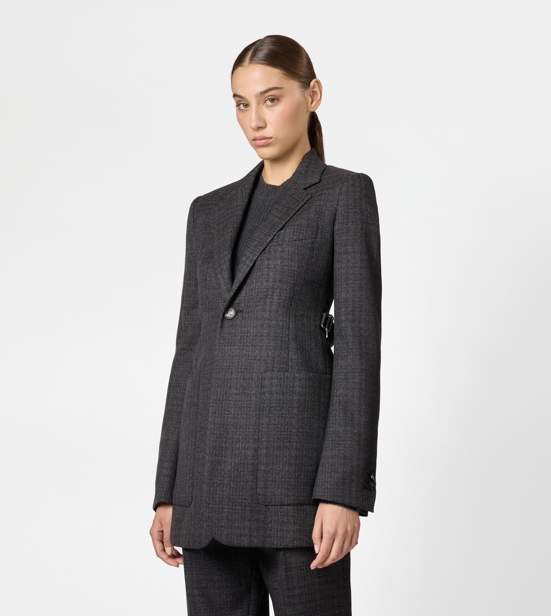 BLAZER IN CHECKS WOOL - GREY, BLACK, WHITE - 3