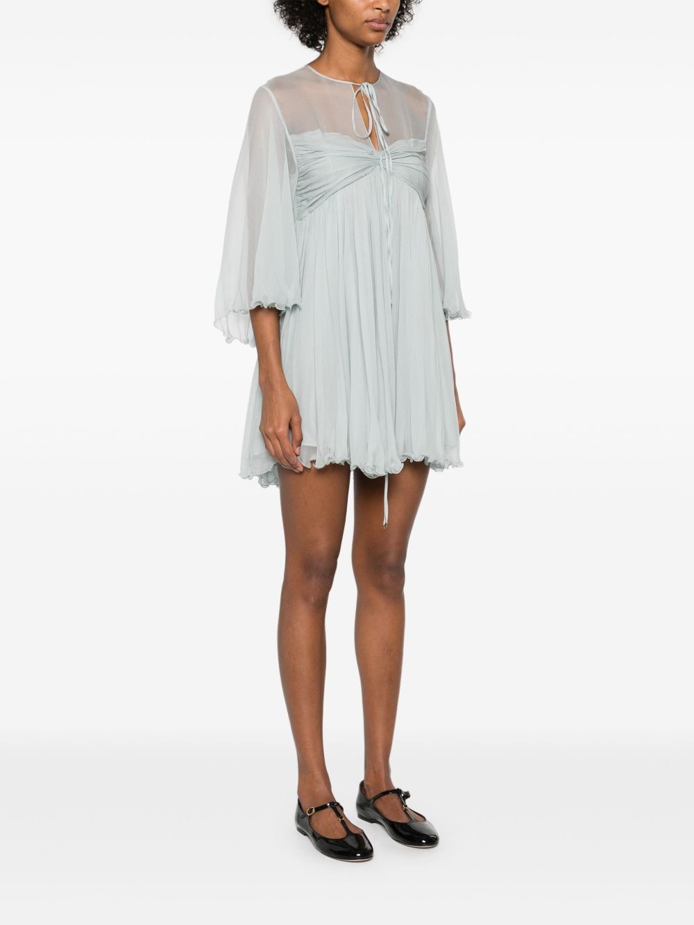 pleated silk mini dress - 3