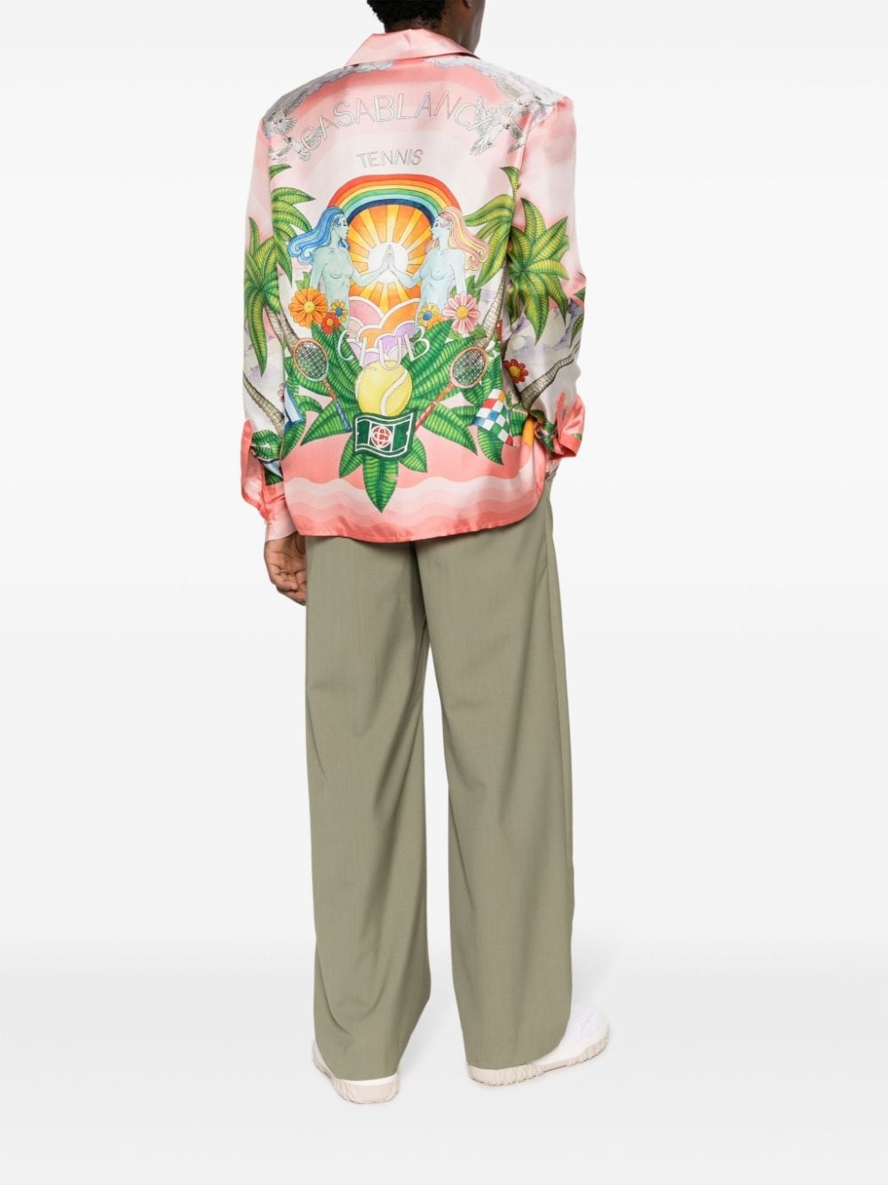 Paix Et Amour Tennis Club-print silk shirt - 3