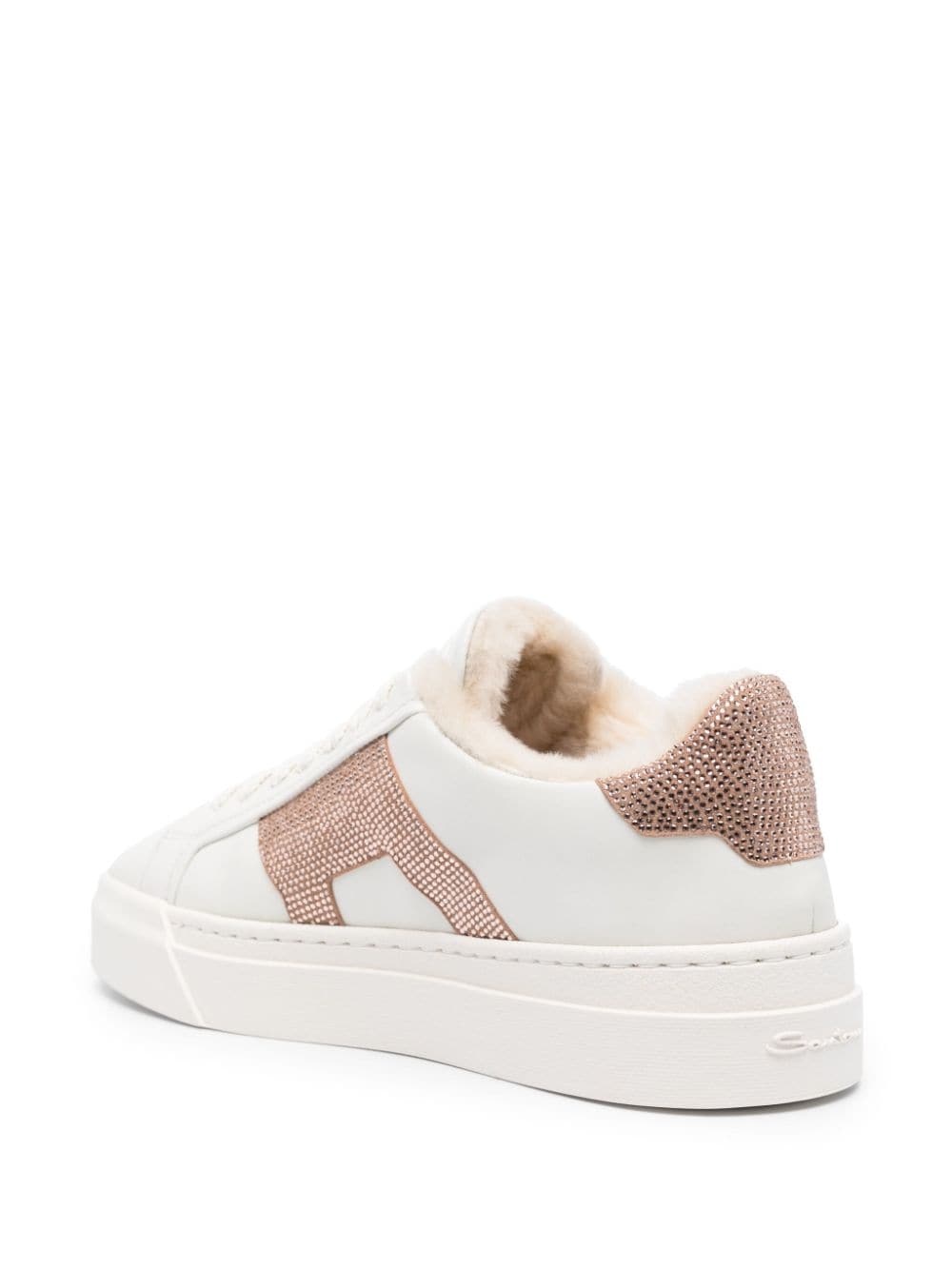 rhinestone-embellished leather sneakers - 3