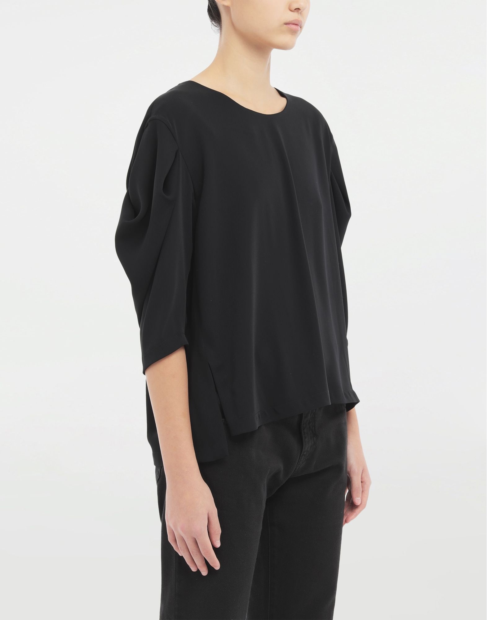 Ruffle draped sleeve top - 5