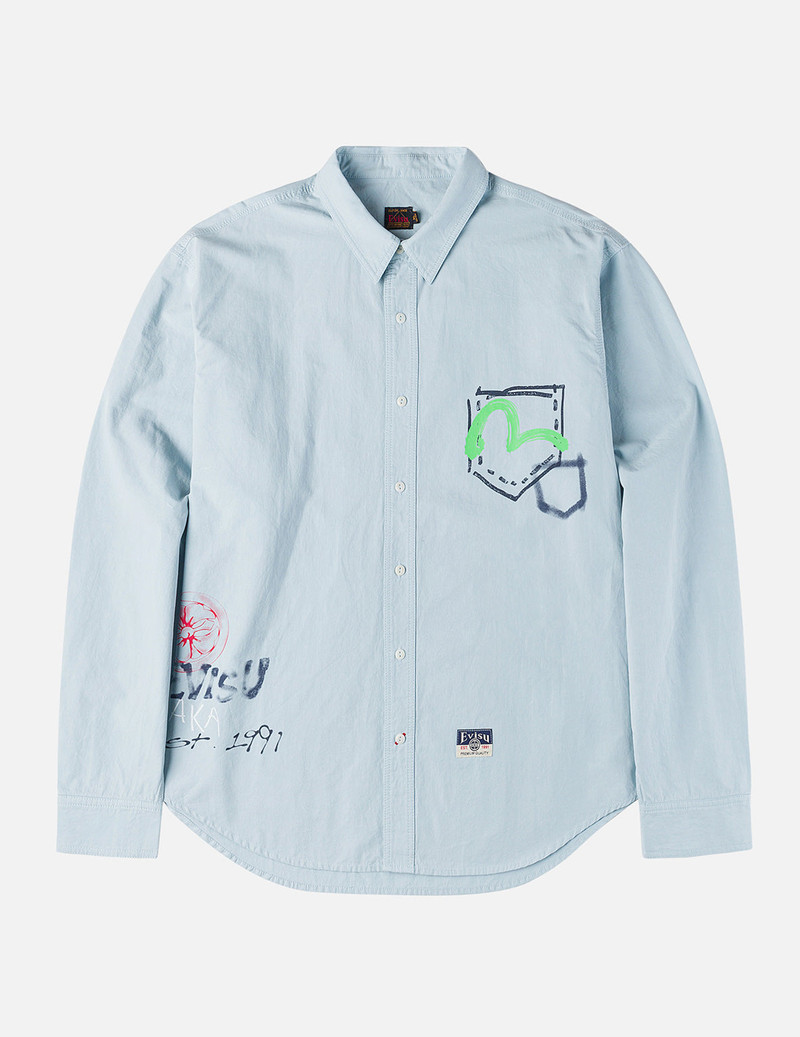 Hand-Drawn Print Long-Sleeve Shirt 4