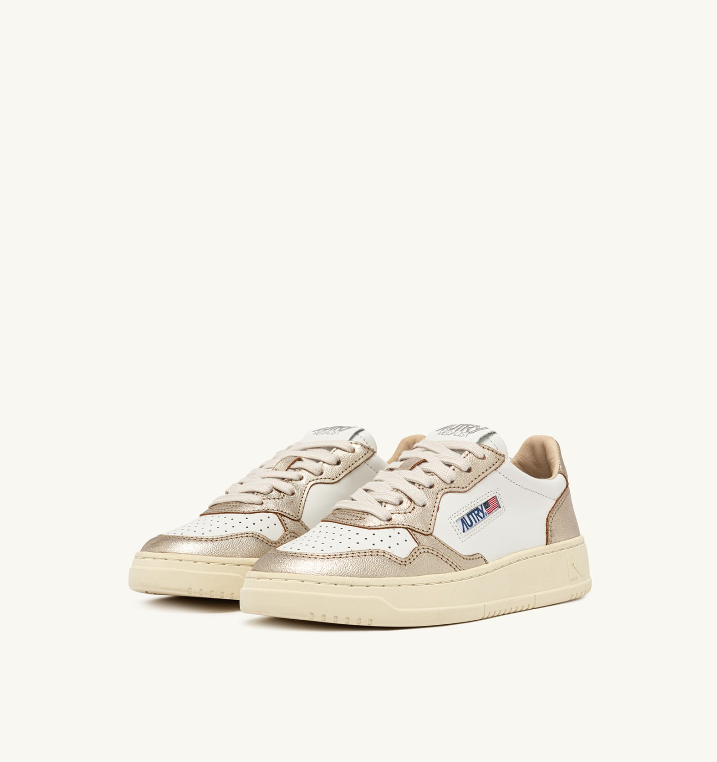 MEDALIST LOW BICOLOR SNEAKERS IN WHITE AND PLATINUM LEATHER - 2