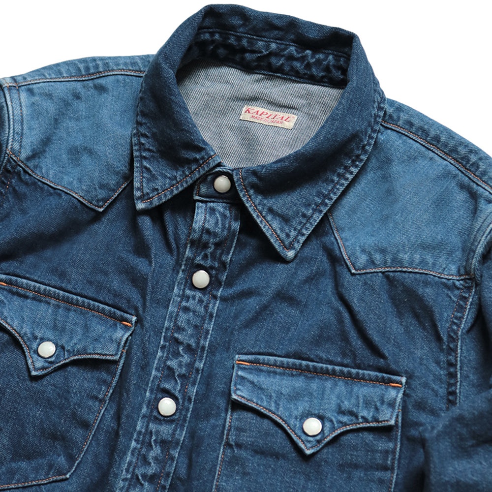 8oz DENIM LACE-UP WESTERN DRESS - INDIGO - 3