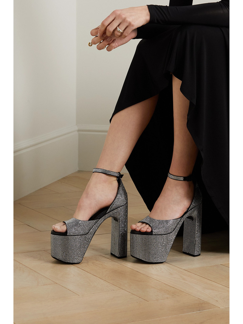 BALENCIAGA Camden Crystal-embellished Leather Platform Sandals outlook