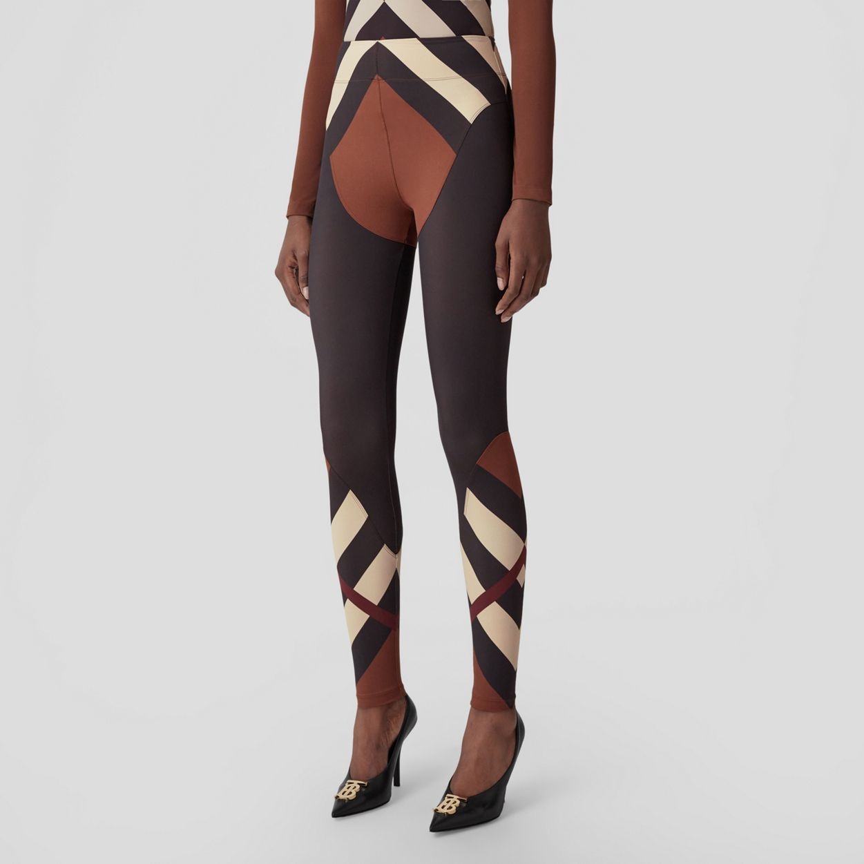 Chevron Check Print Stretch Jersey Leggings - 7
