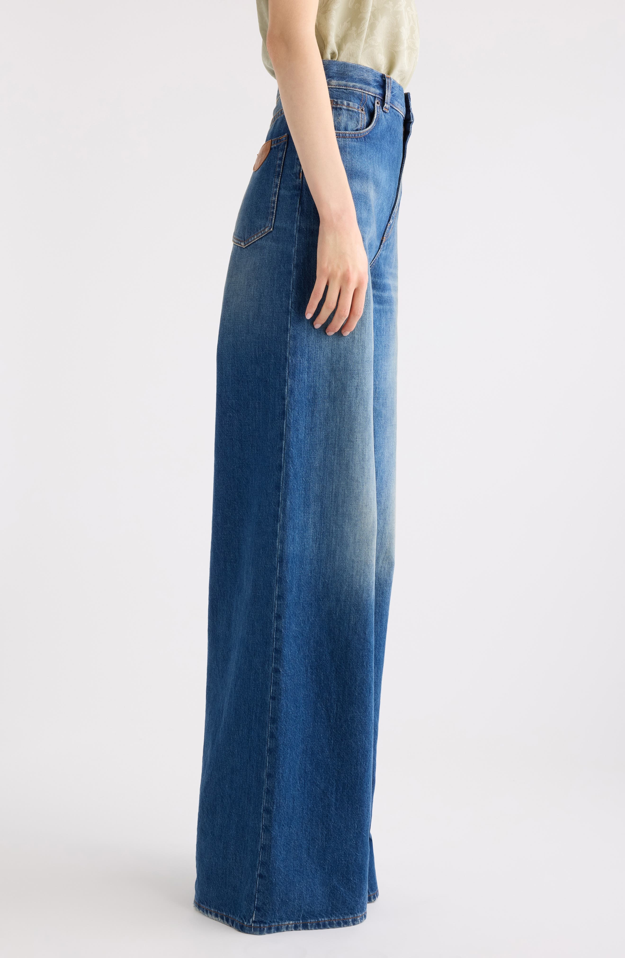Chloé High Waist Wide Leg Jeans in Night Blue at Nordstrom - 4