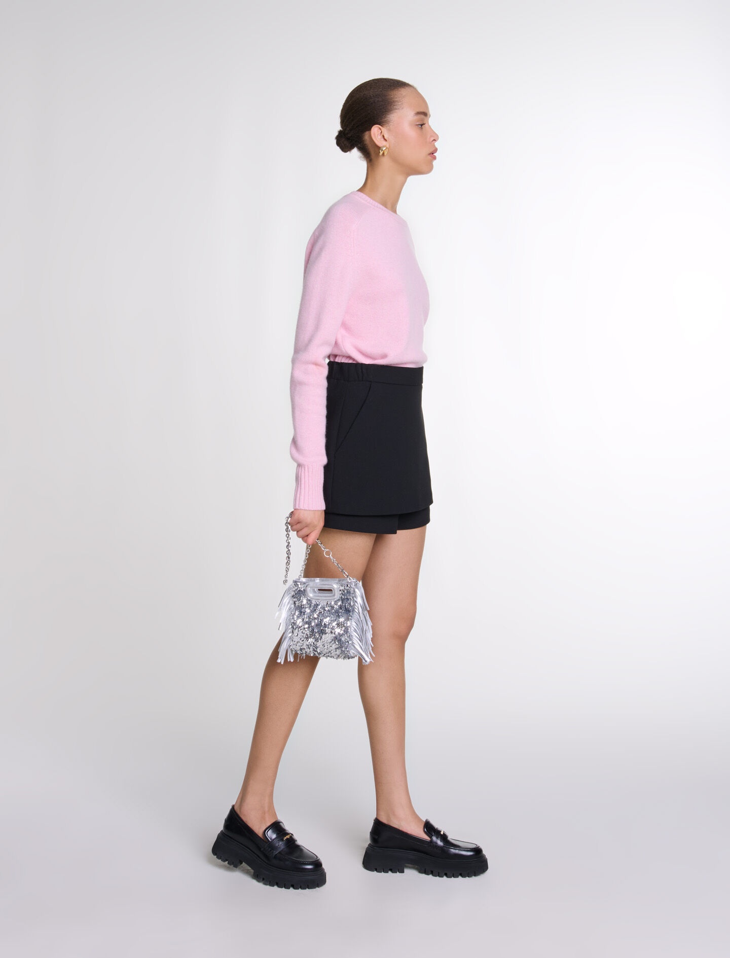 Trompe-l’œil shorts in crêpe fabric - 3