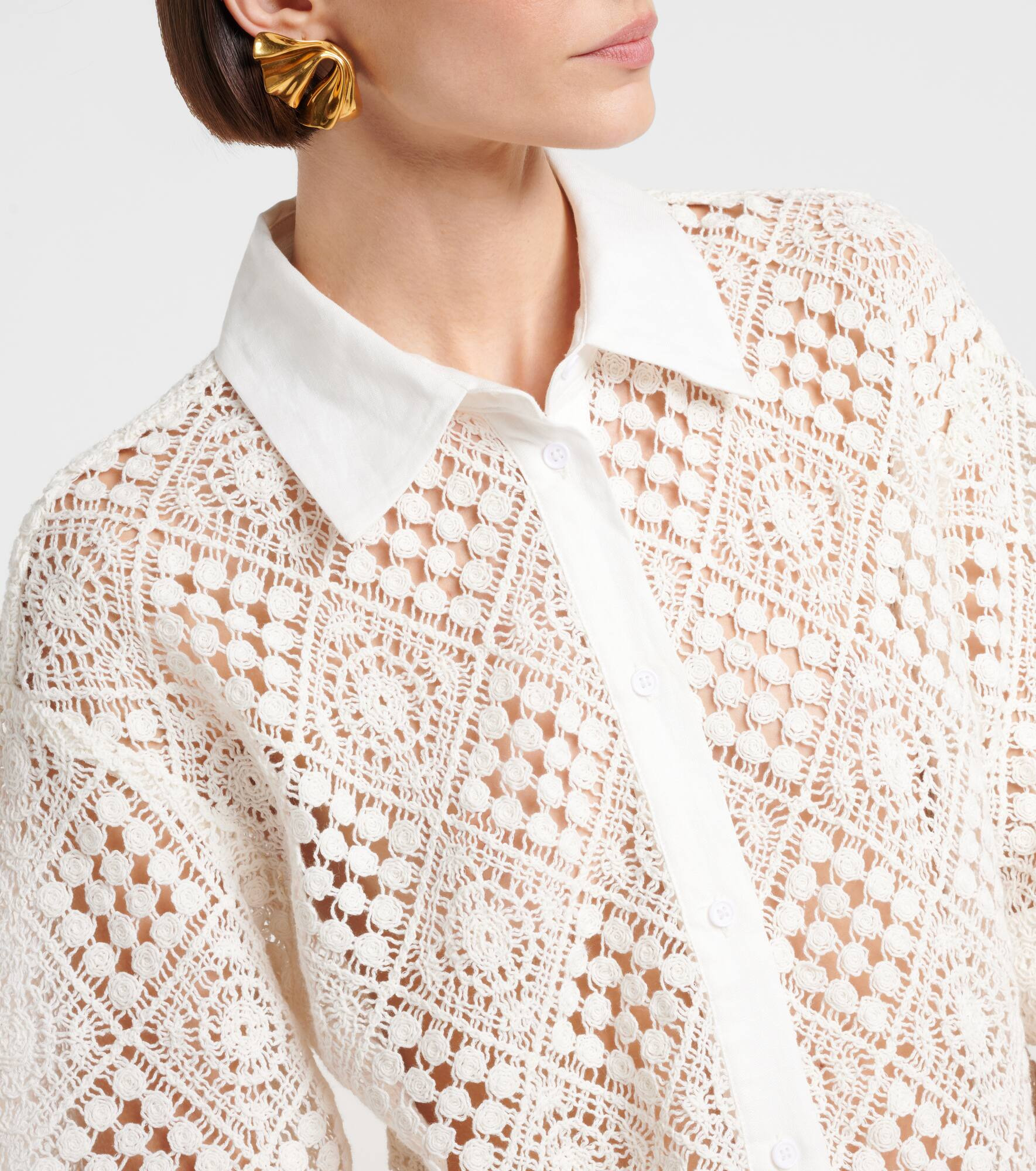 Crochet cotton-blend shirt - 4
