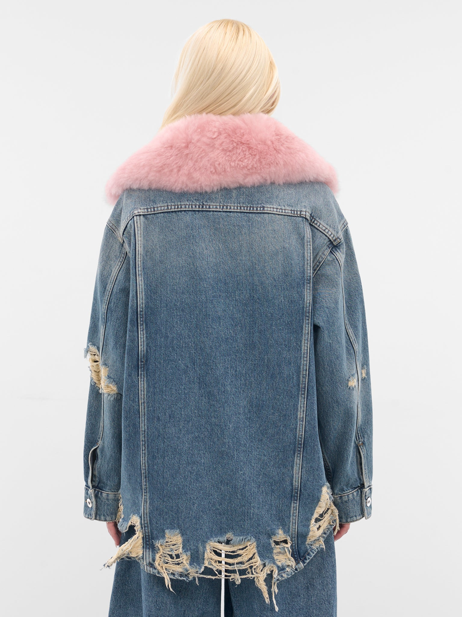 Blue Destroyed Denim Oversized Jacket - 3