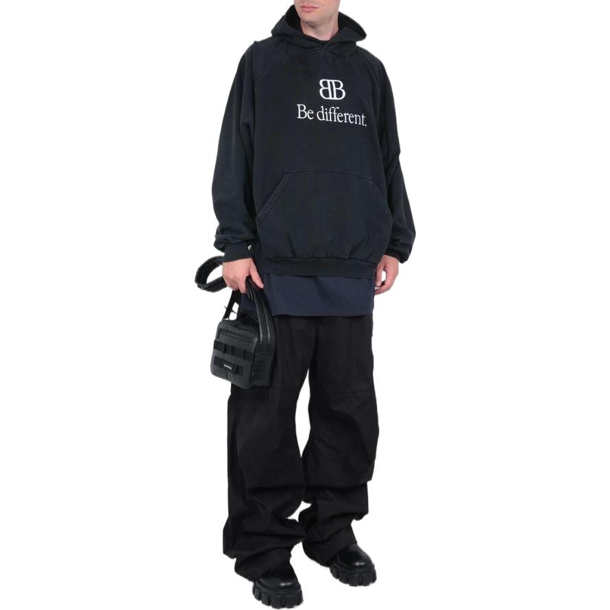 Balenciaga BB Be Different Patched T-Shirt Hoodie 'Black' 720406TNVV11070 - 3