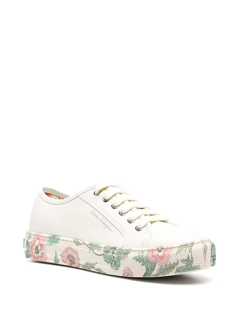 FERRAGAMO floral-trim low-top sneakers outlook