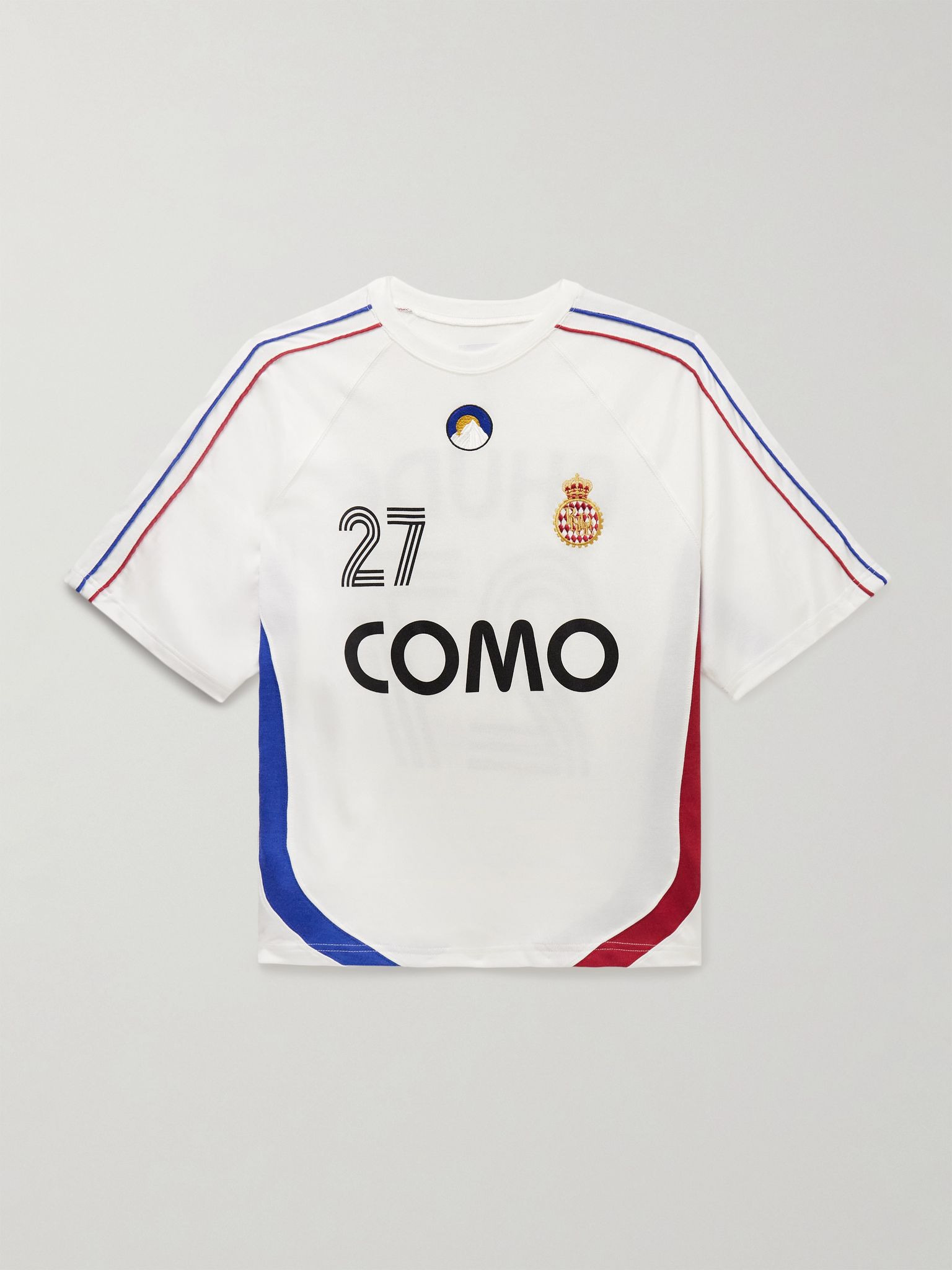 + Como 1907 Embroidered Printed Cotton-Blend Jersey T-Shirt White - 1