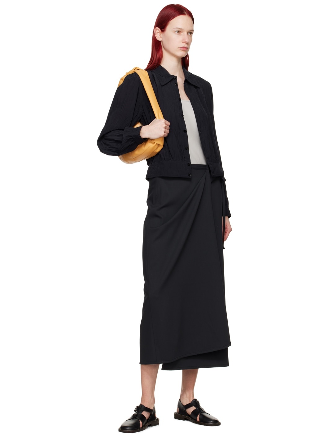 Black Tailored Midi Skirt - 4