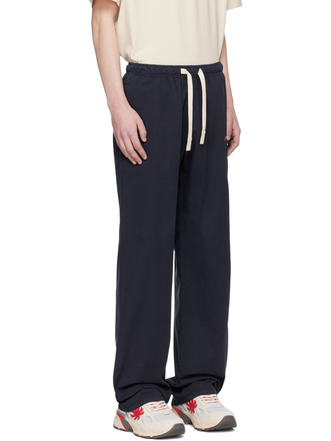 Navy Embroidered Sweatpants - 2