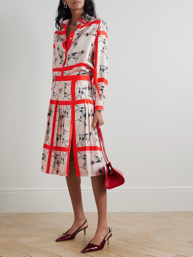 S.S.DALEY Pointer Pleated Printed Silk-twill Midi Skirt outlook