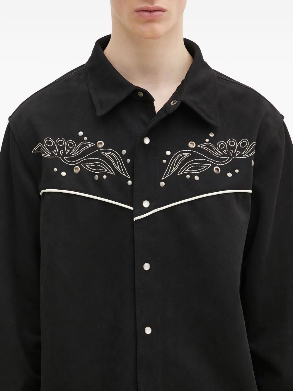 embroidered yoke shirt - 4