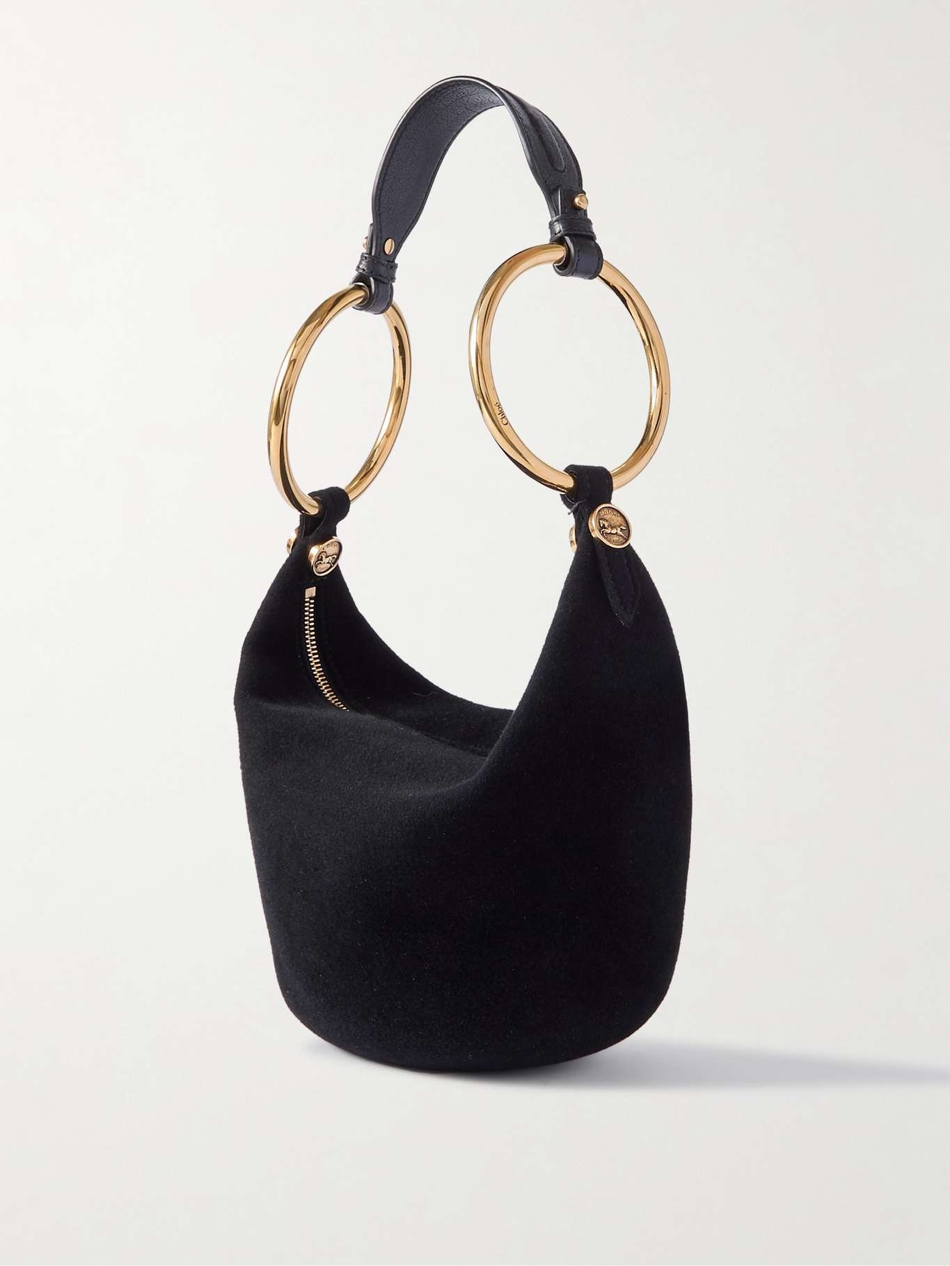 Chloé Bracelet embellished leather-trimmed suede shoulder