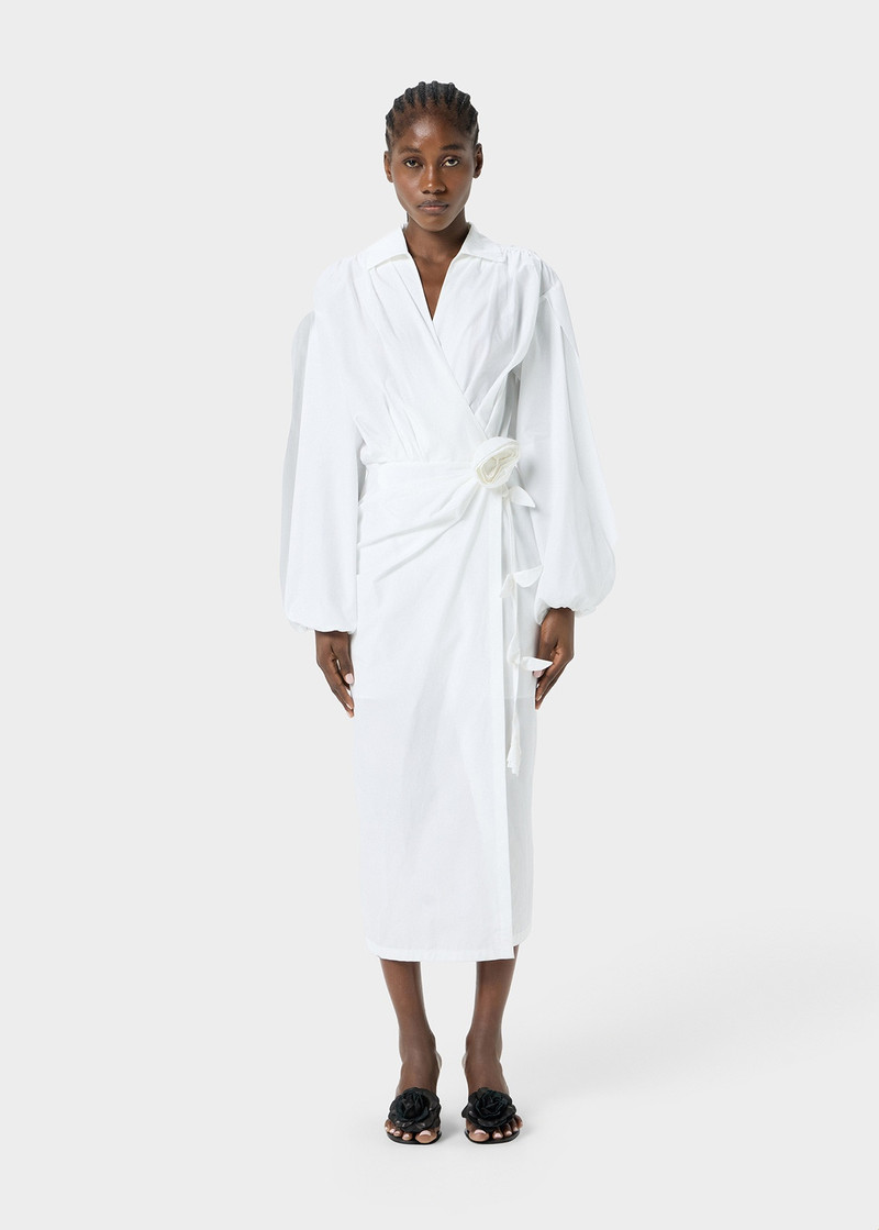 POPLIN MIDI DRESS WITH ROSE DECORATION 3