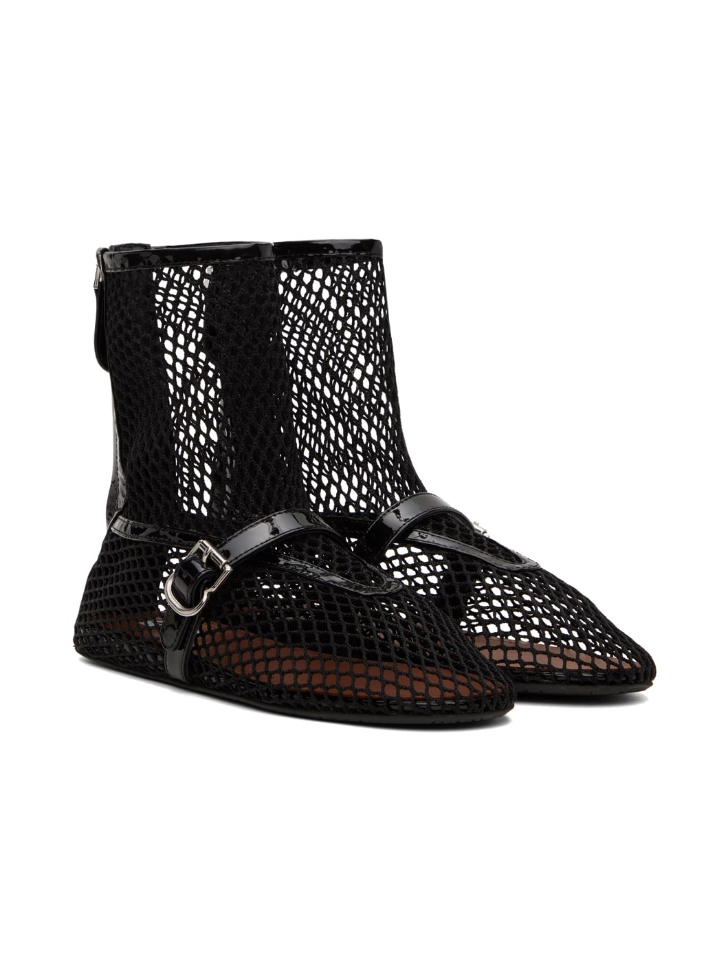 Black Fishnet High Boots - 4