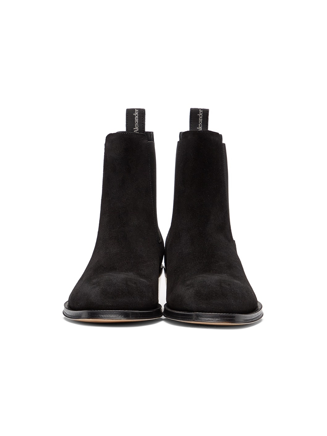 Black Suede Metal Heel Chelsea Boots - 2