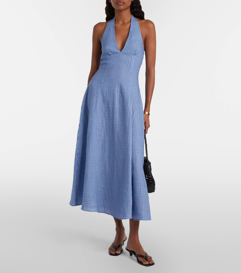 FAITHFULL Marais checked linen midi dress outlook
