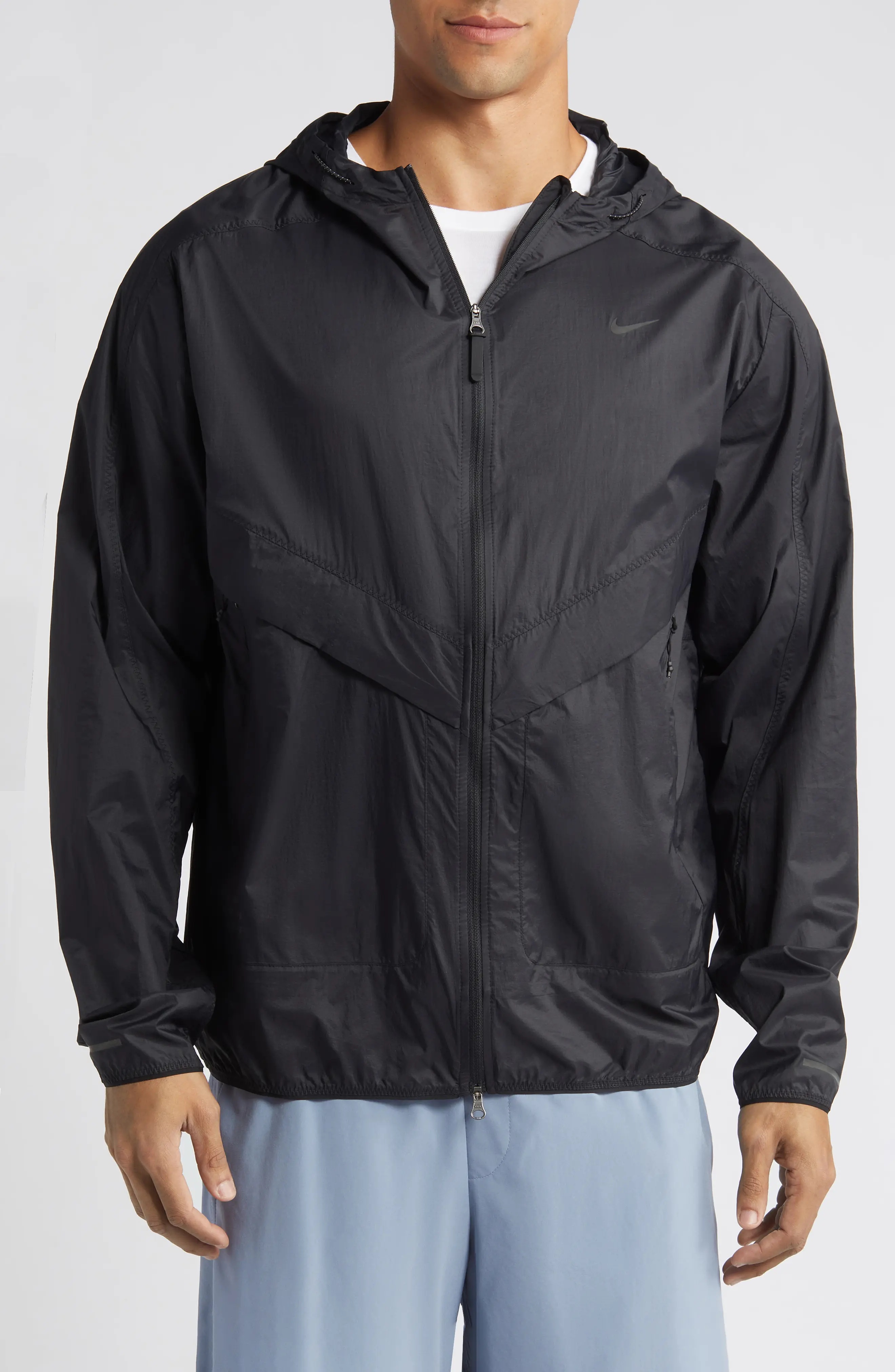 Running Division Hooded Nylon Running Jacket in Black/Black - 4